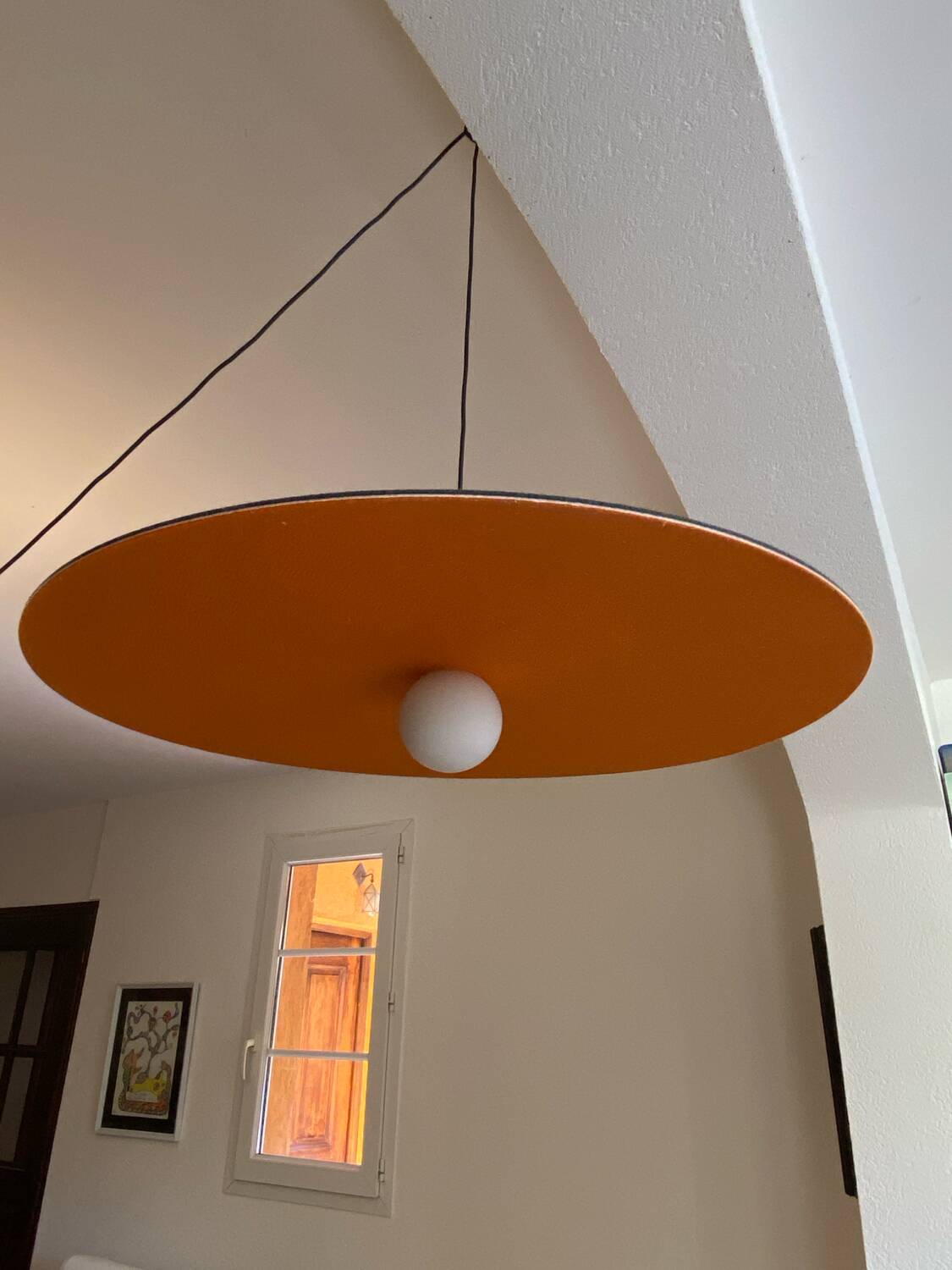 Designer chandelier, metal and soundproofing felt