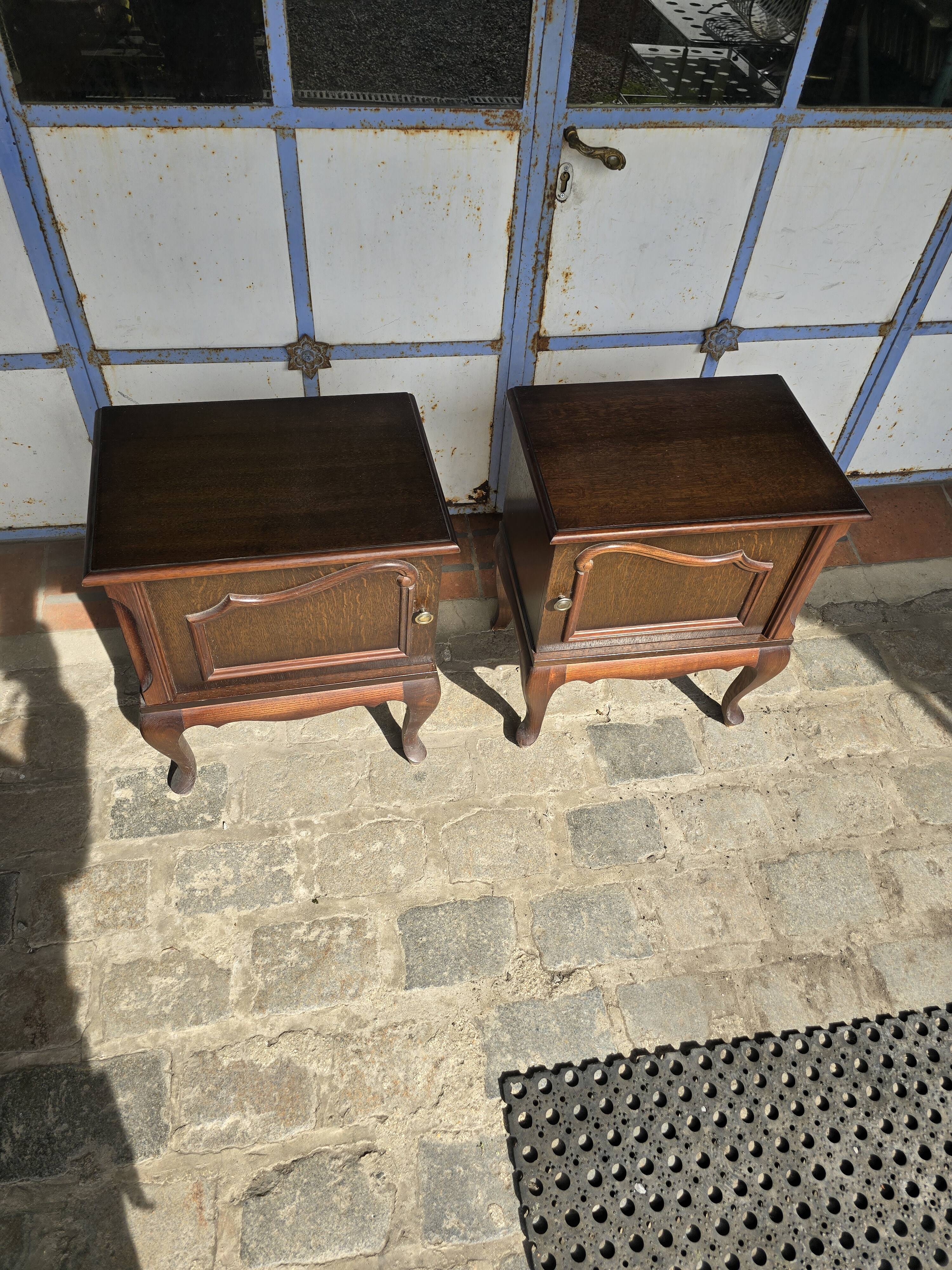 Pair of vintage 1960s oak bedside tables