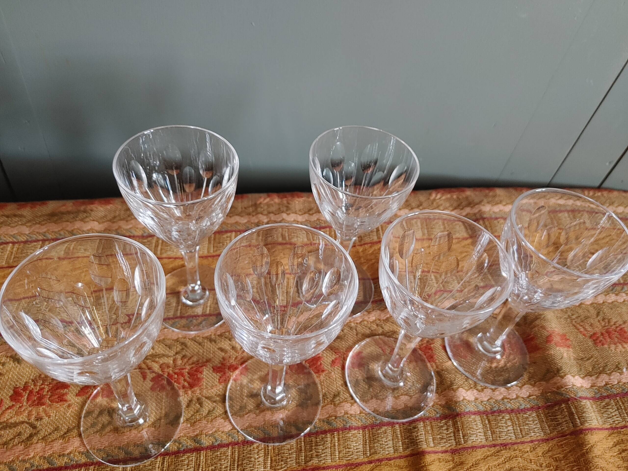 10 verres à vin blanc / porto cristal taillé val saint-lambert service nestor hauteur 12,5 cm