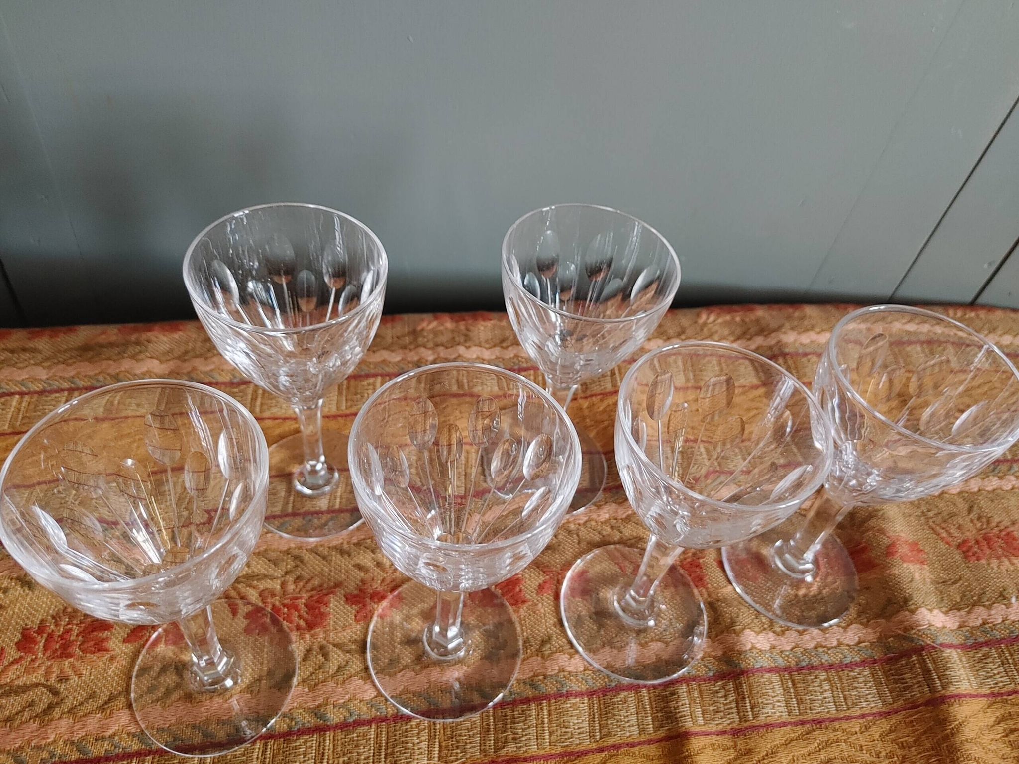 10 white wine / port glasses cut crystal val saint-lambert nestor service height 12.5 cm