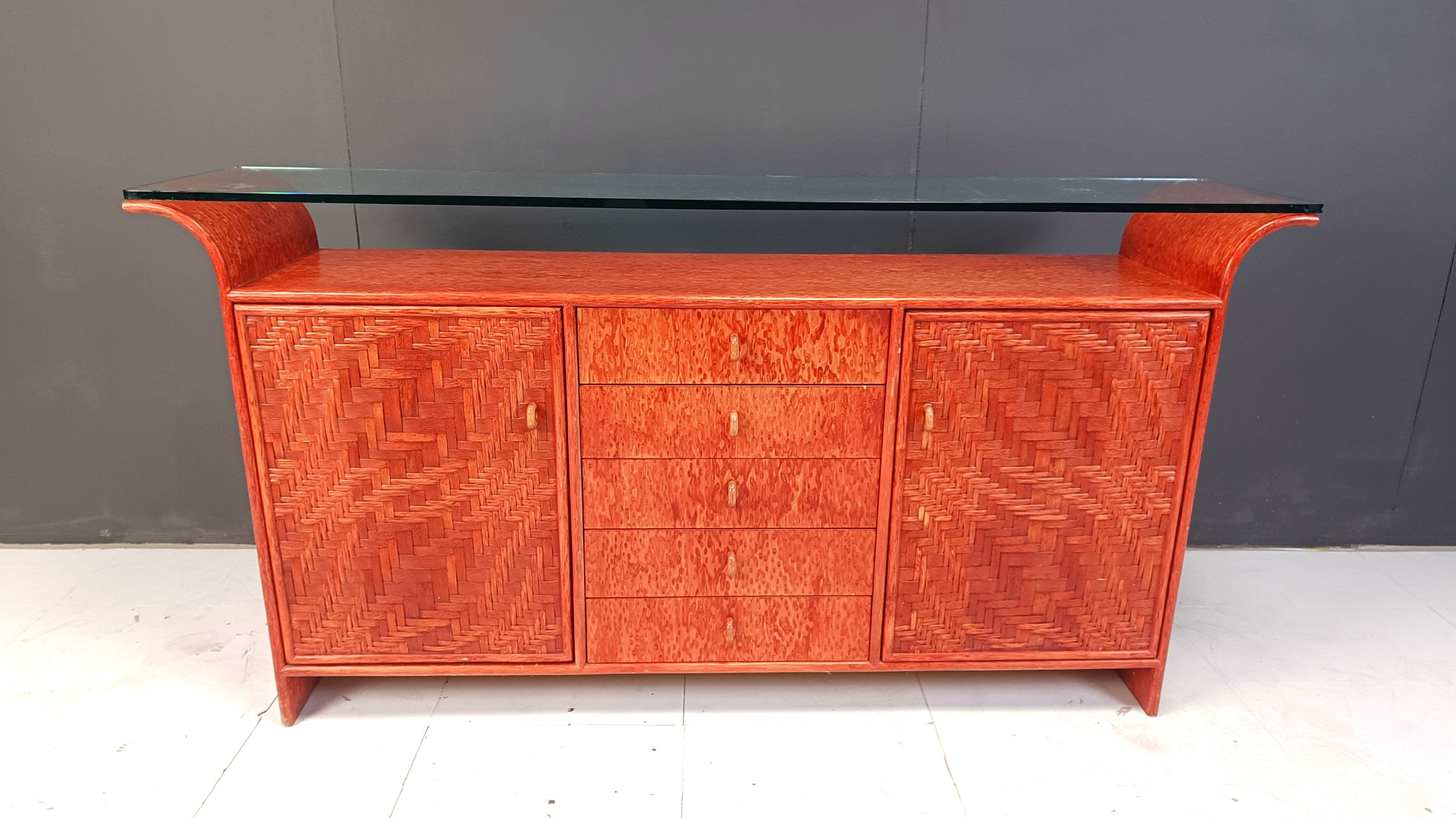 Vintage rattan sideboard, 1970s