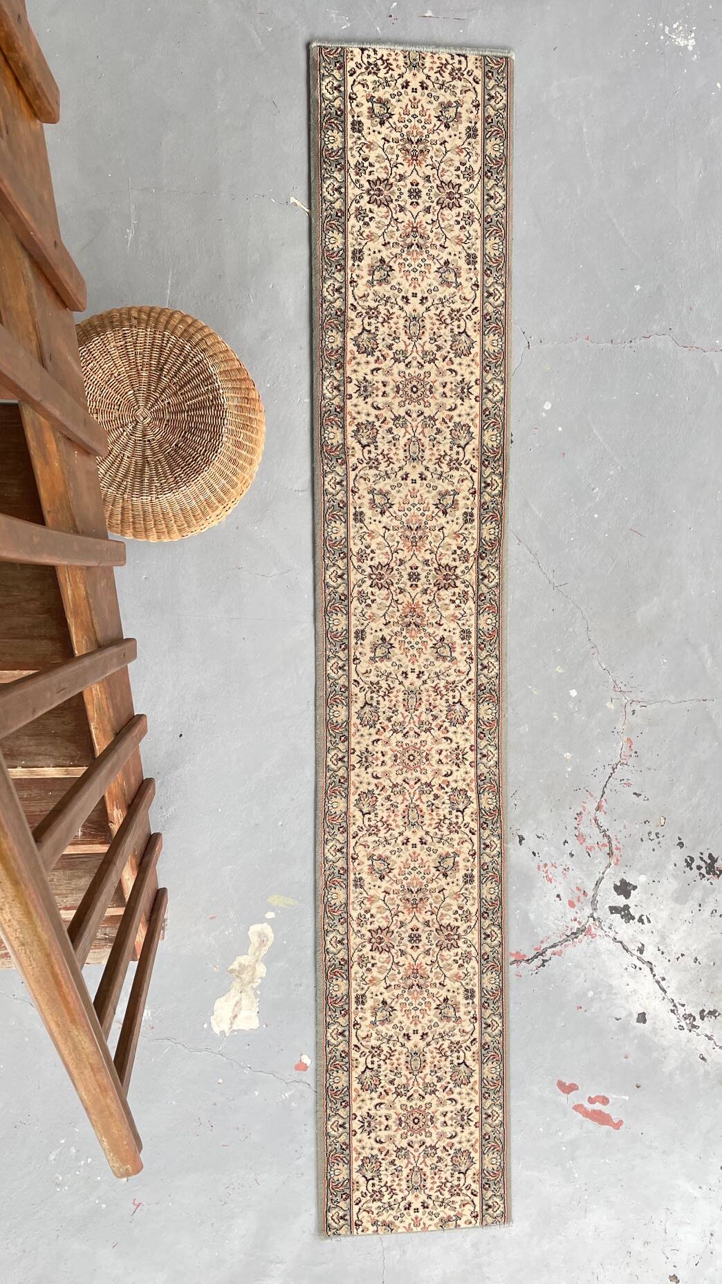 Vintage Beige Grey-Blue Runner Rug