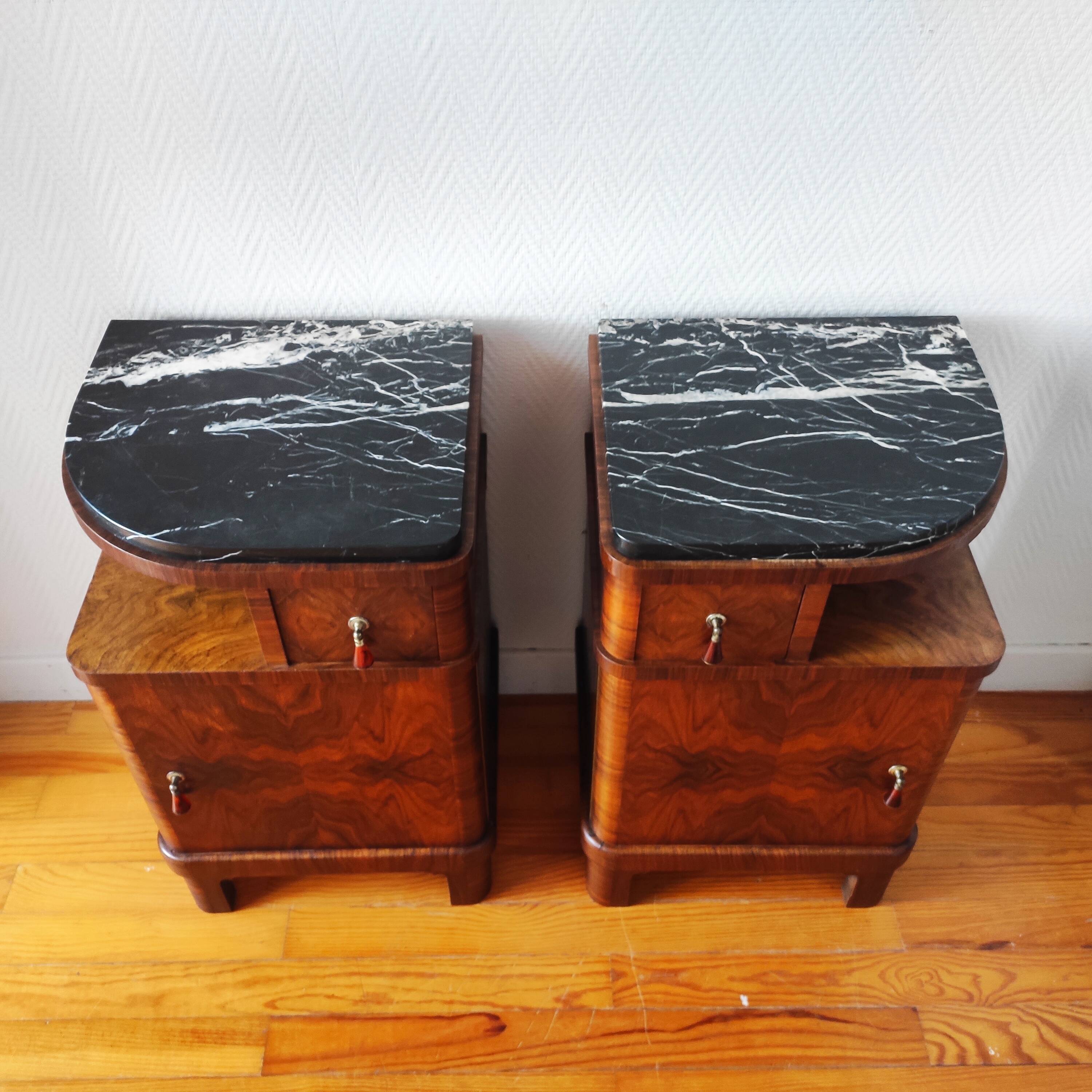 Pair of art deco bedside tables