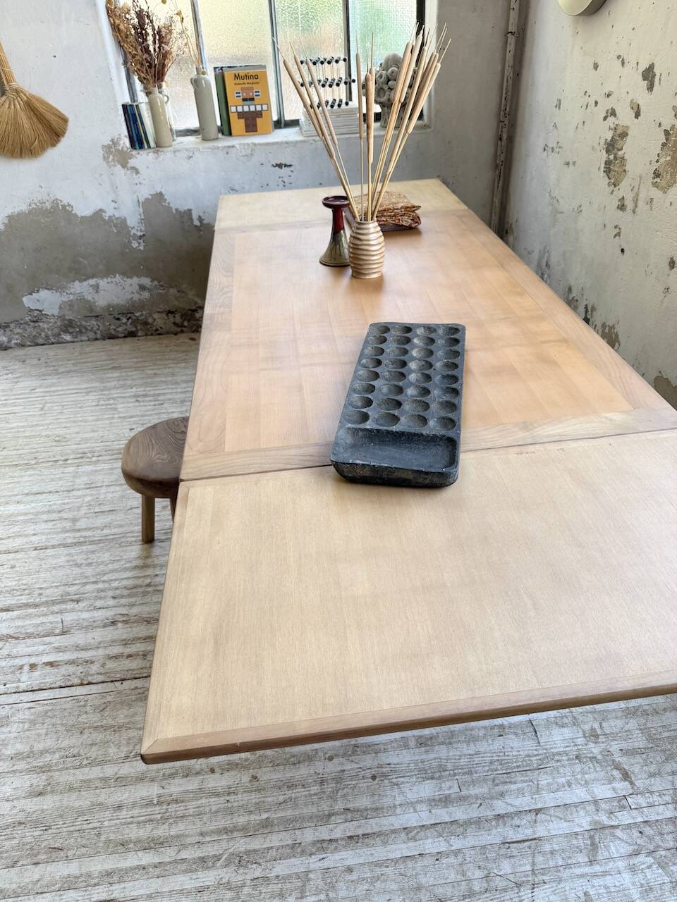 Table de ferme noyer à rallonges 150-250cm