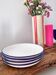 Set of 4 Deep Dessert Plates – White & Blue Rim