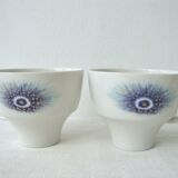 Set of 6 cups peacock feathers