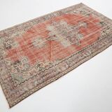 Tapis Vintage Corail Médaillon Patiné Chic, 143x235 Cm