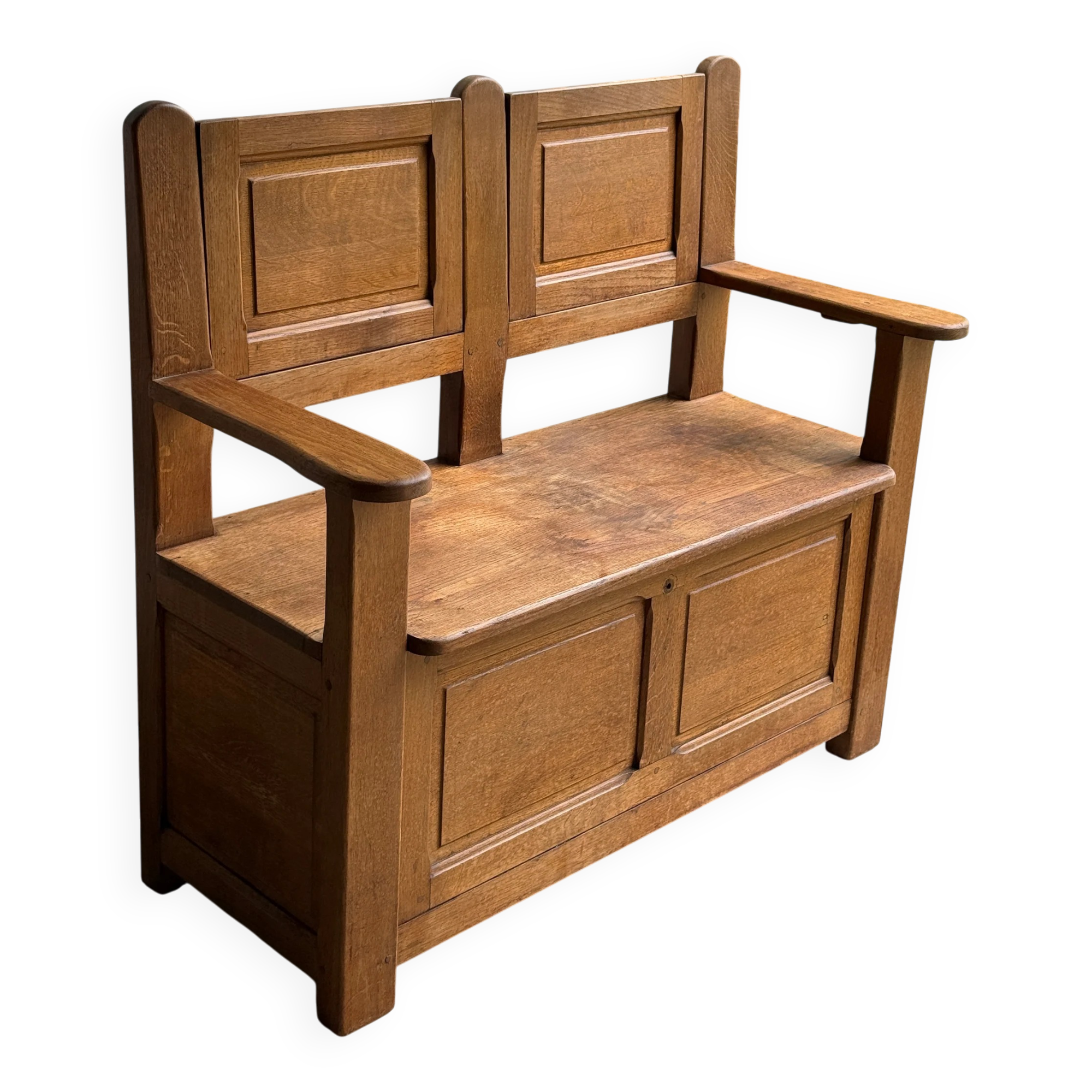 Singing bench / bench with storage chest in solid oak