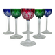 6 verres à liqueur Saint Louis modèle Massenet, colorés