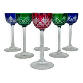 6 verres à liqueur Saint Louis modèle Massenet, colorés