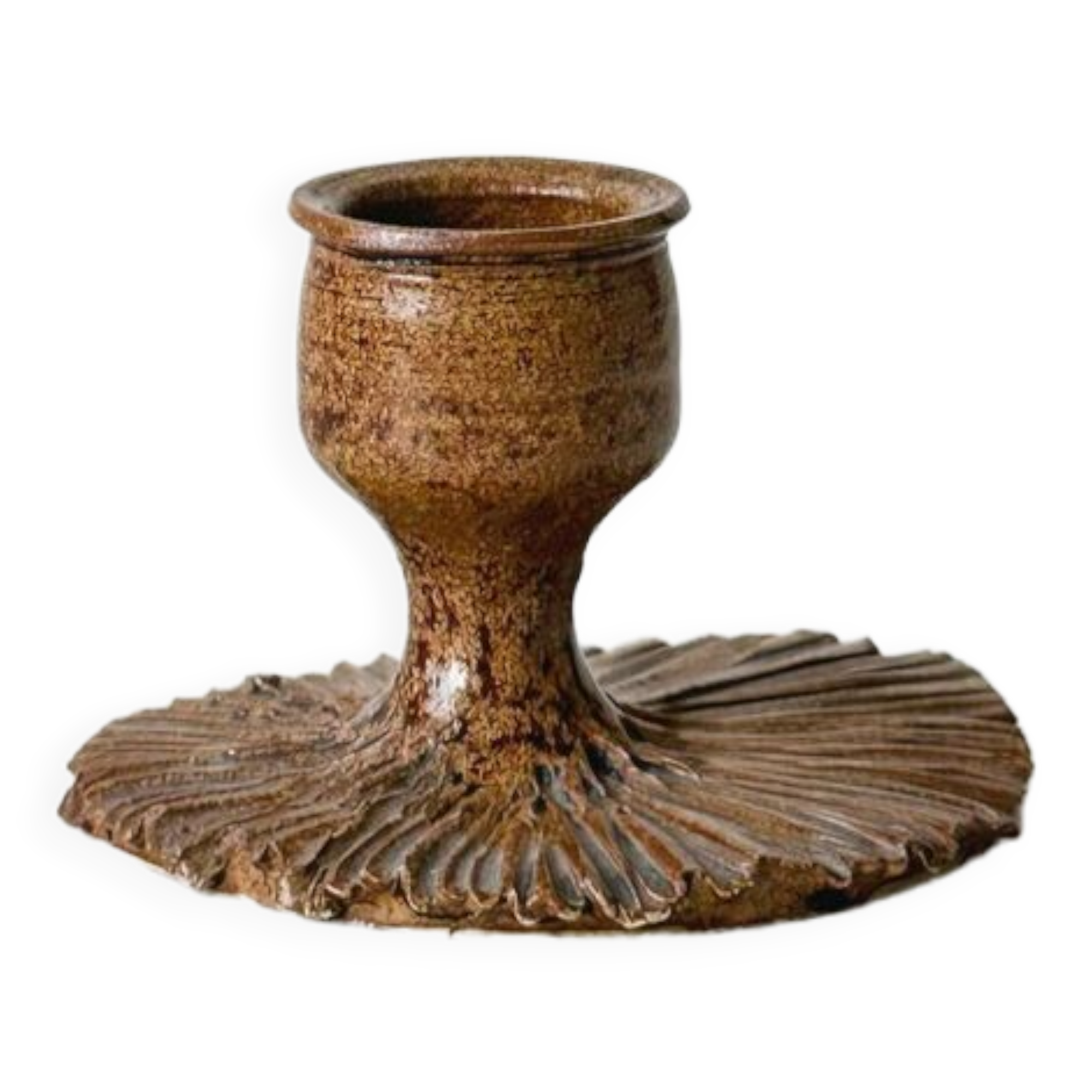 Atypical brown ceramic candle holder