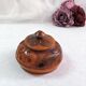 Handmade wooden box brown copper polychrome vintage