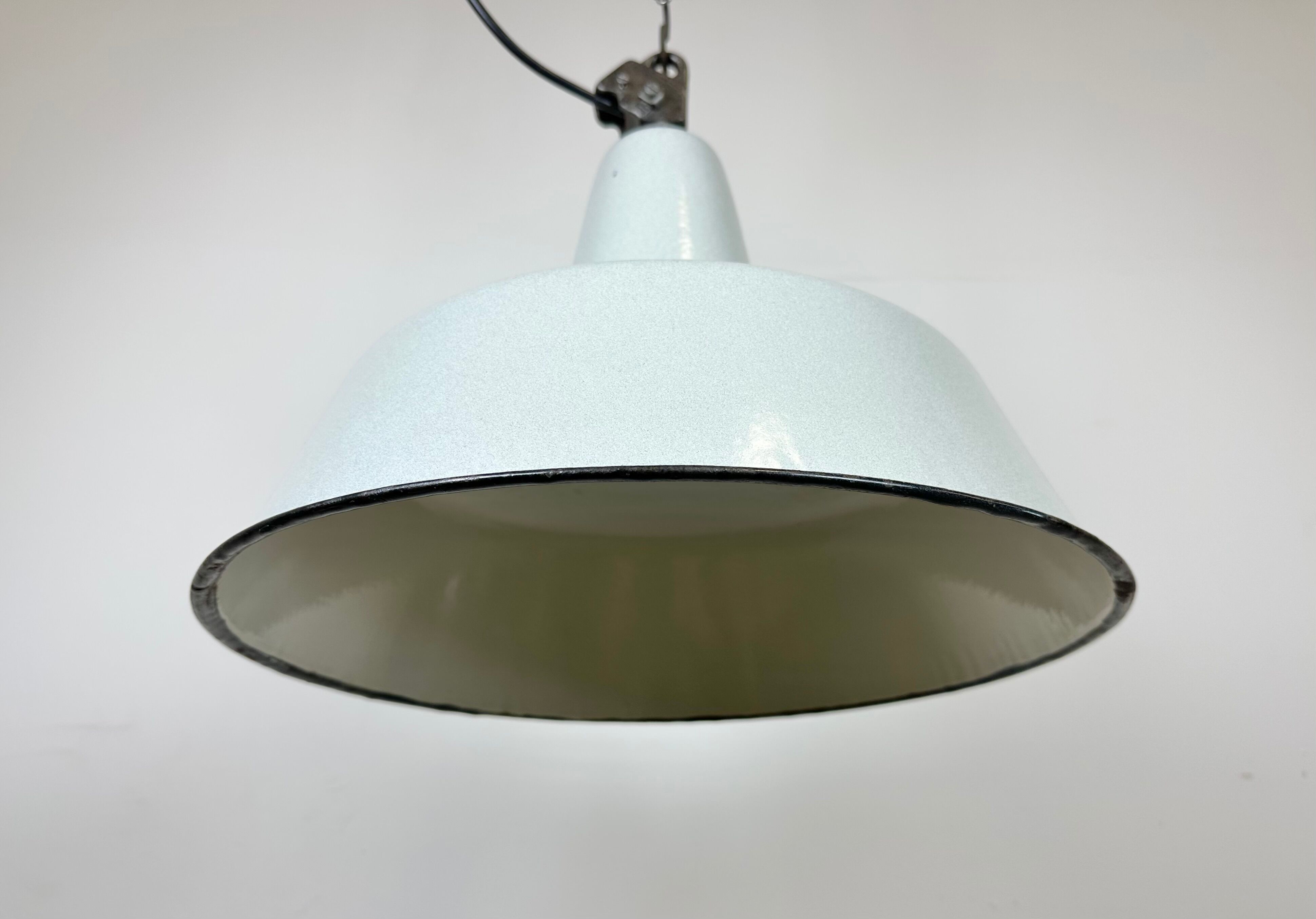 Industrial Grey Enamel Factory Pendant Lamp from Zaos, 1960s