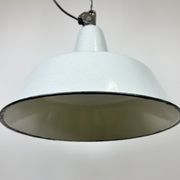 Suspension industrielle en émail gris d’usine de Zaos, années 1960