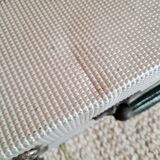 Old metal suitcase green leather handle