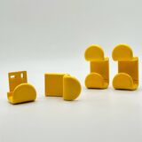 Vintage 1970s Gedy Coat Hooks in Yellow Plastic by Ambrogio Rossari