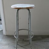 Wooden and metal high stool, 1960s