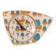 Vintage formica clock silent asymmetrical wall pendulum "Blue flowers"