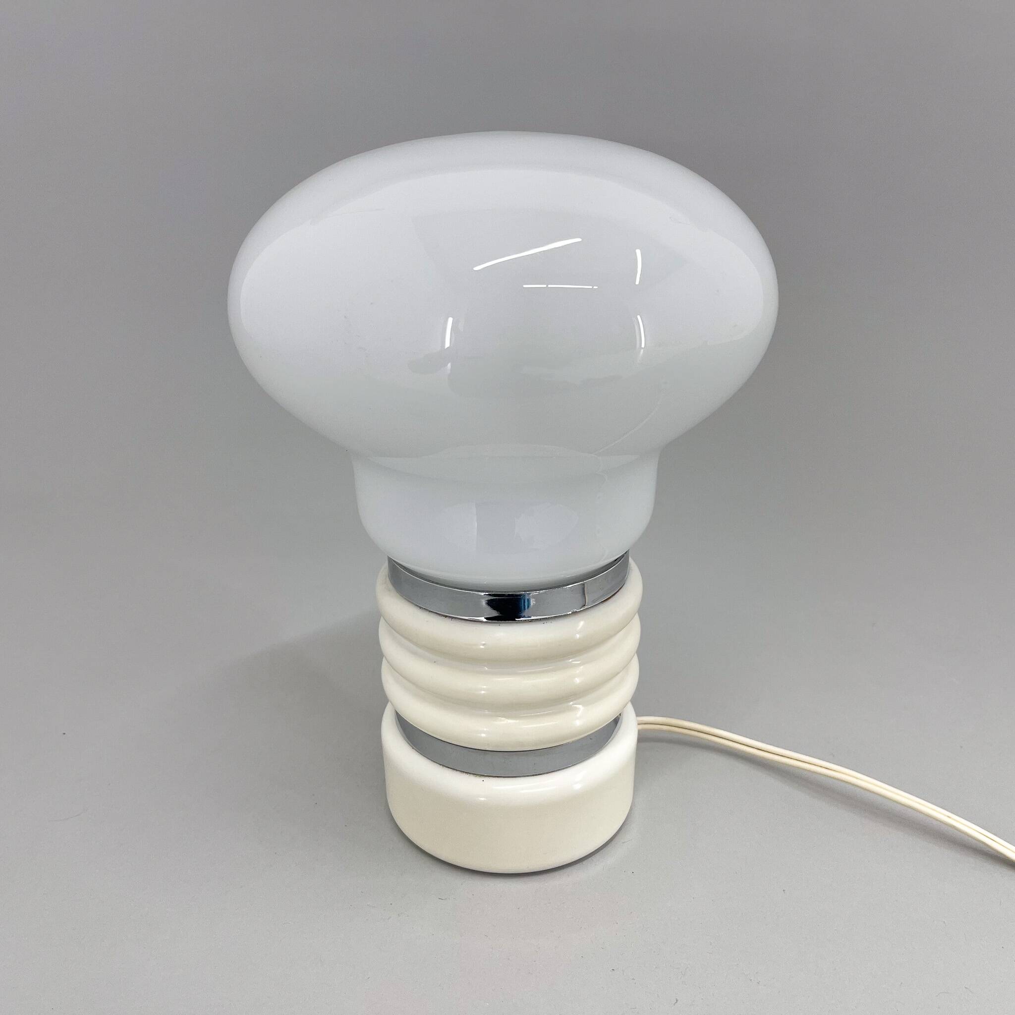 Mid-century Metal & Milk Glass Table Lamp, Italy
