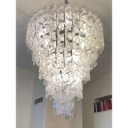 Transparent and White “Ricci” Murano Glass Chandelier