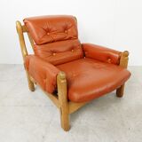 Pair of brutalist leather armchairs, 1960s