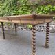 Antique French draper's table in oak, shop counter, work table, 6 feet, circa 1750–1850.
