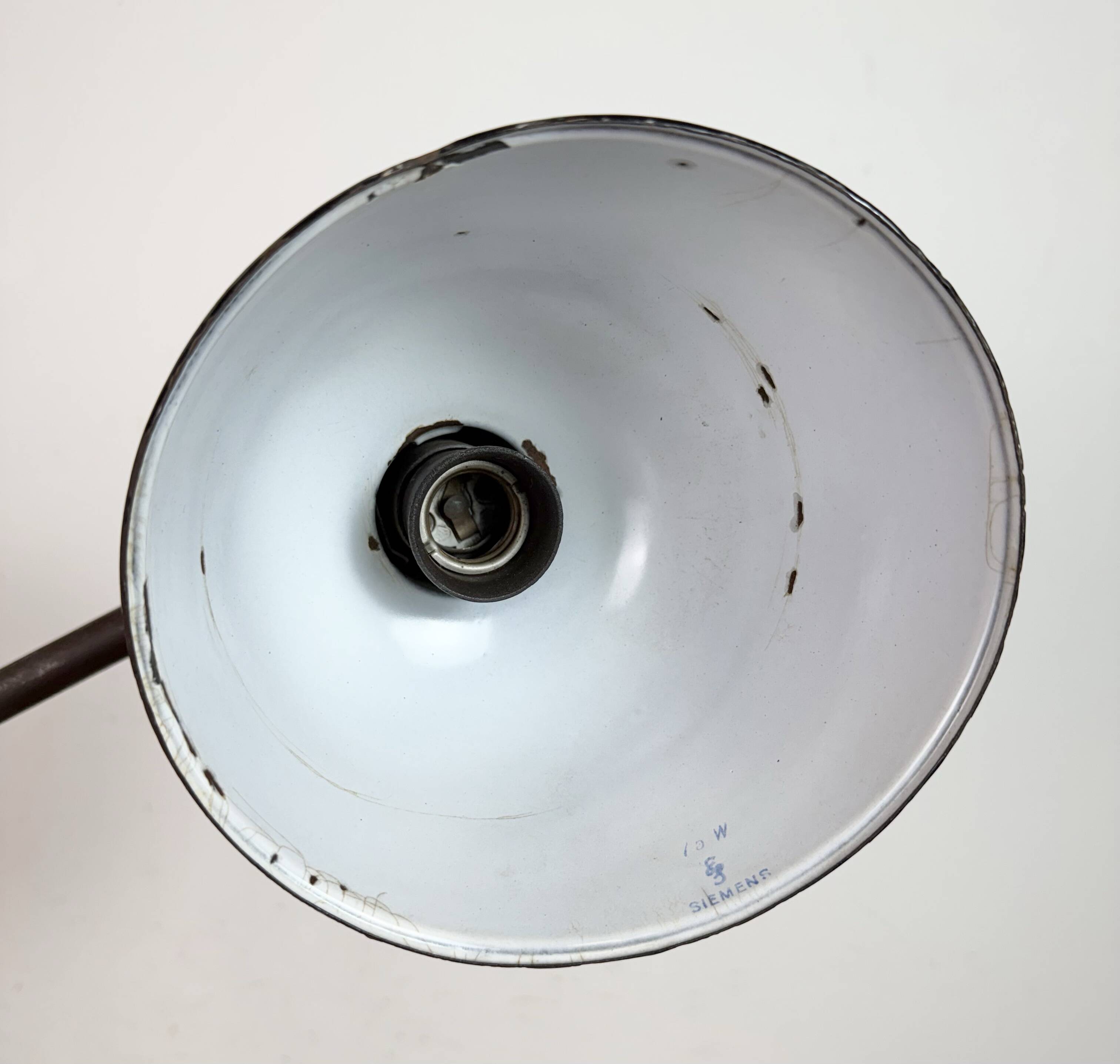 Industrial Grey Enamel Workshop Table Lamp from Siemens, 1950s