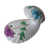 Old coat hook in porcelain of Paris floral decoration anemone retro decoration