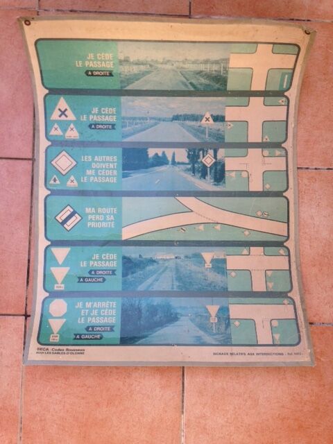Old poster auto school seca codes rousseau, cardboard.
