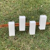 Scandinavian chandelier, brass, precious wood, 4 lights, shuttle 102 x 35 x 9 cm