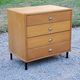 Vintage store chest of drawers in blond oak metal tube legs 4 drawers