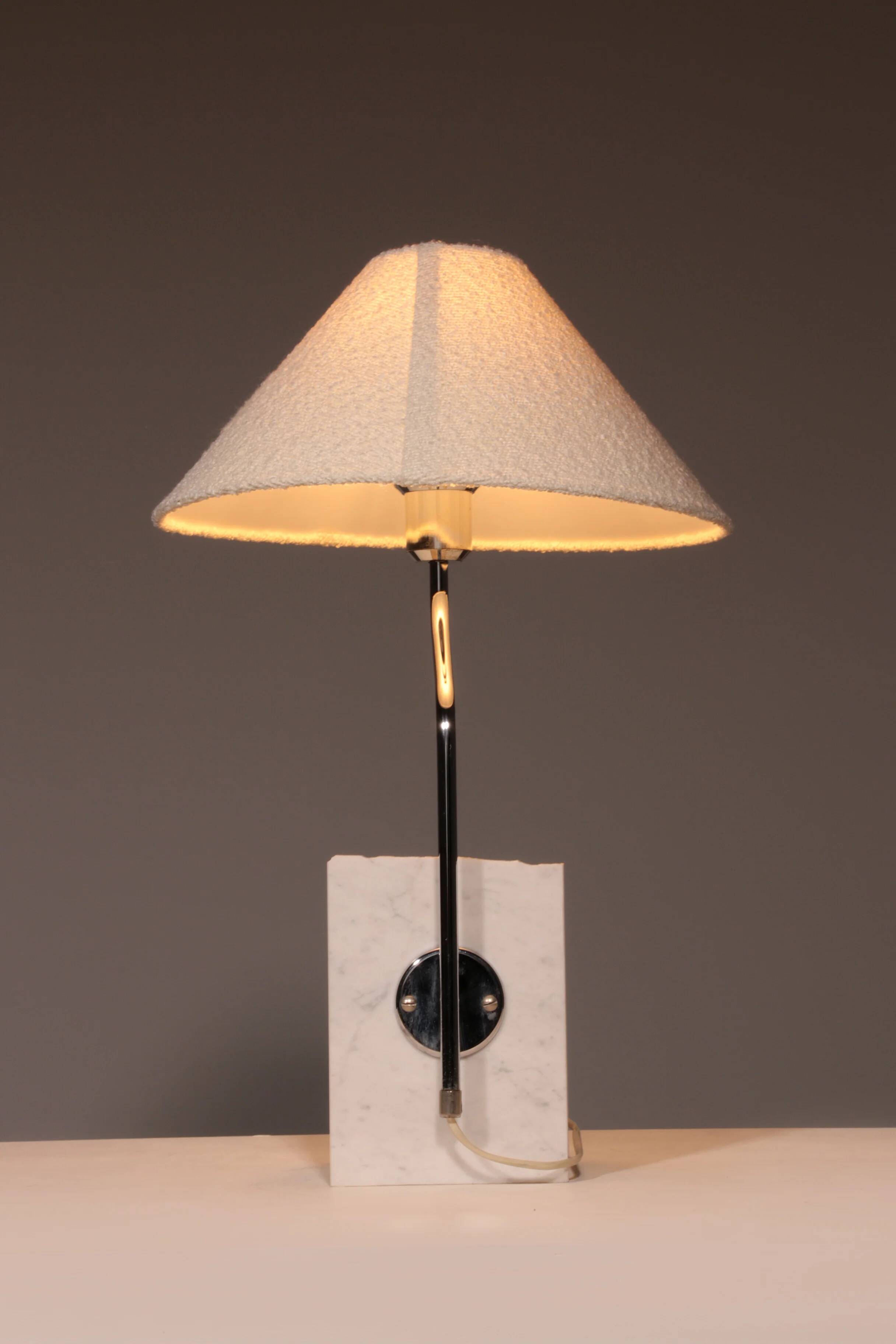 Marble and steel table lamp from Bergboms Scanlicht, 1970s, Sweden
