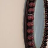 Miroir vintage bohème en perles de bois