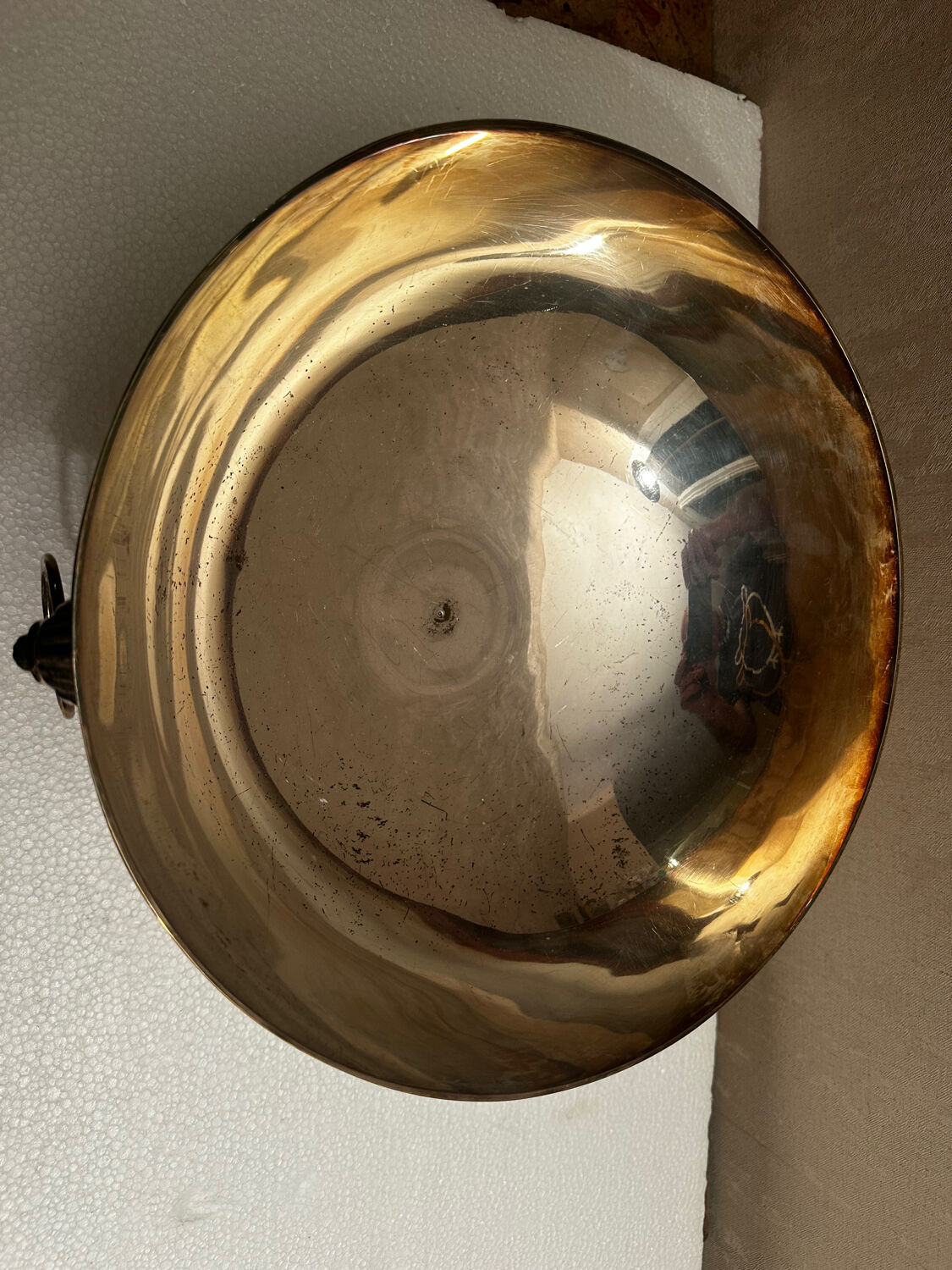 Large silver-plated metal centrepiece – handles in the shape of heads of a hare