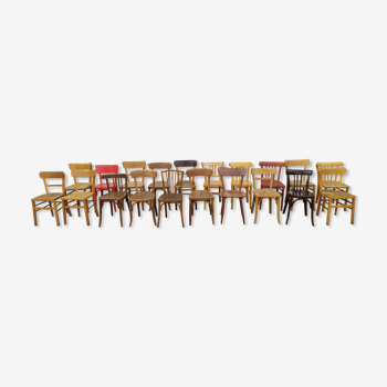 Lot de 20 chaise de bistrot en bois - vintage - bar - luterma