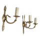 Pair of Empire style bronze wall lights, bronze wall light with palmette and swan neck.