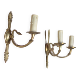 Pair of Empire style bronze wall lights, bronze wall light with palmette and swan neck.