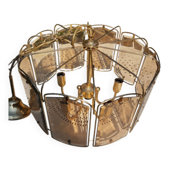 Glass and brass chandelier