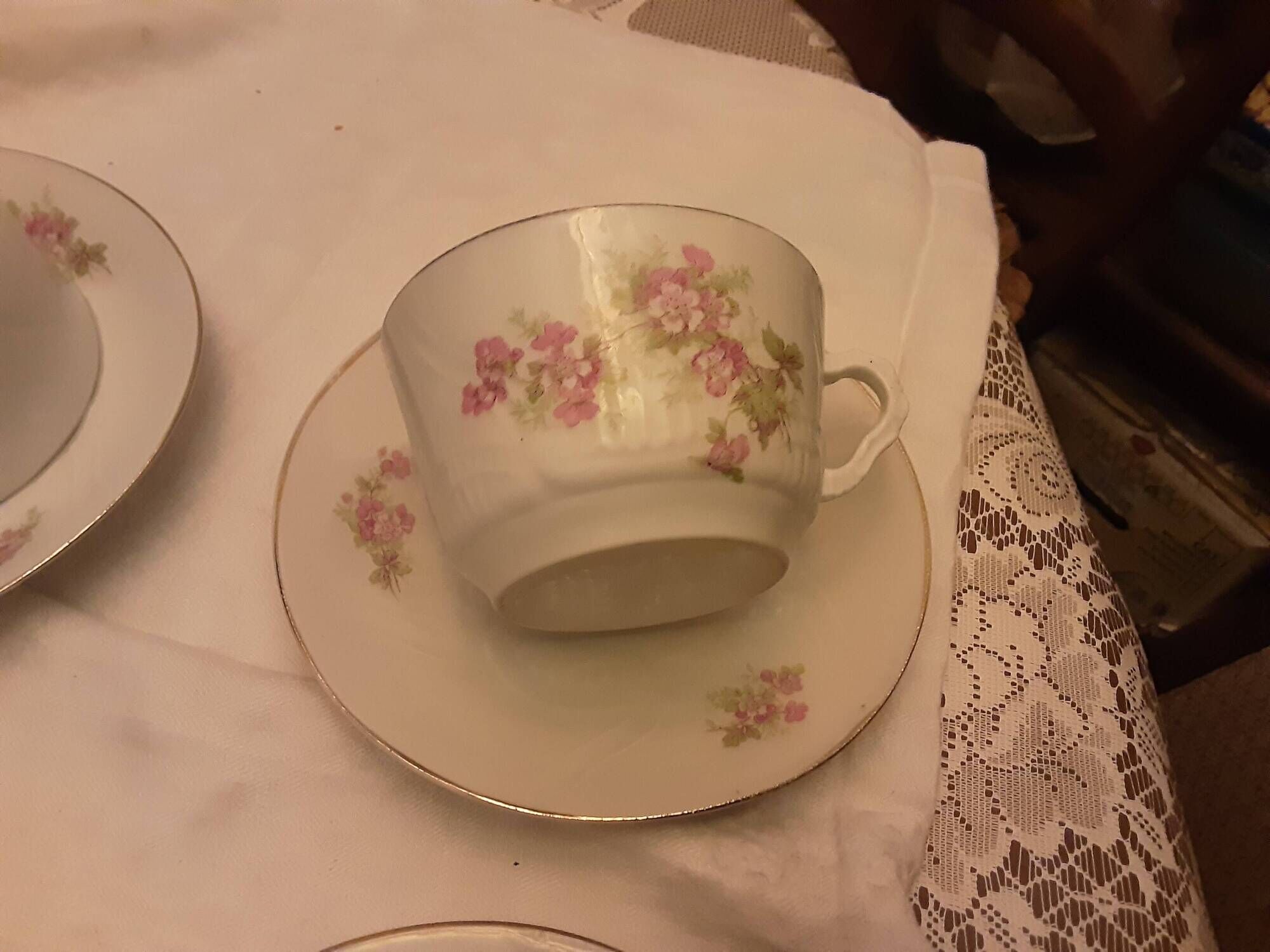 5 cups and saucers for breakfast antique porcelain