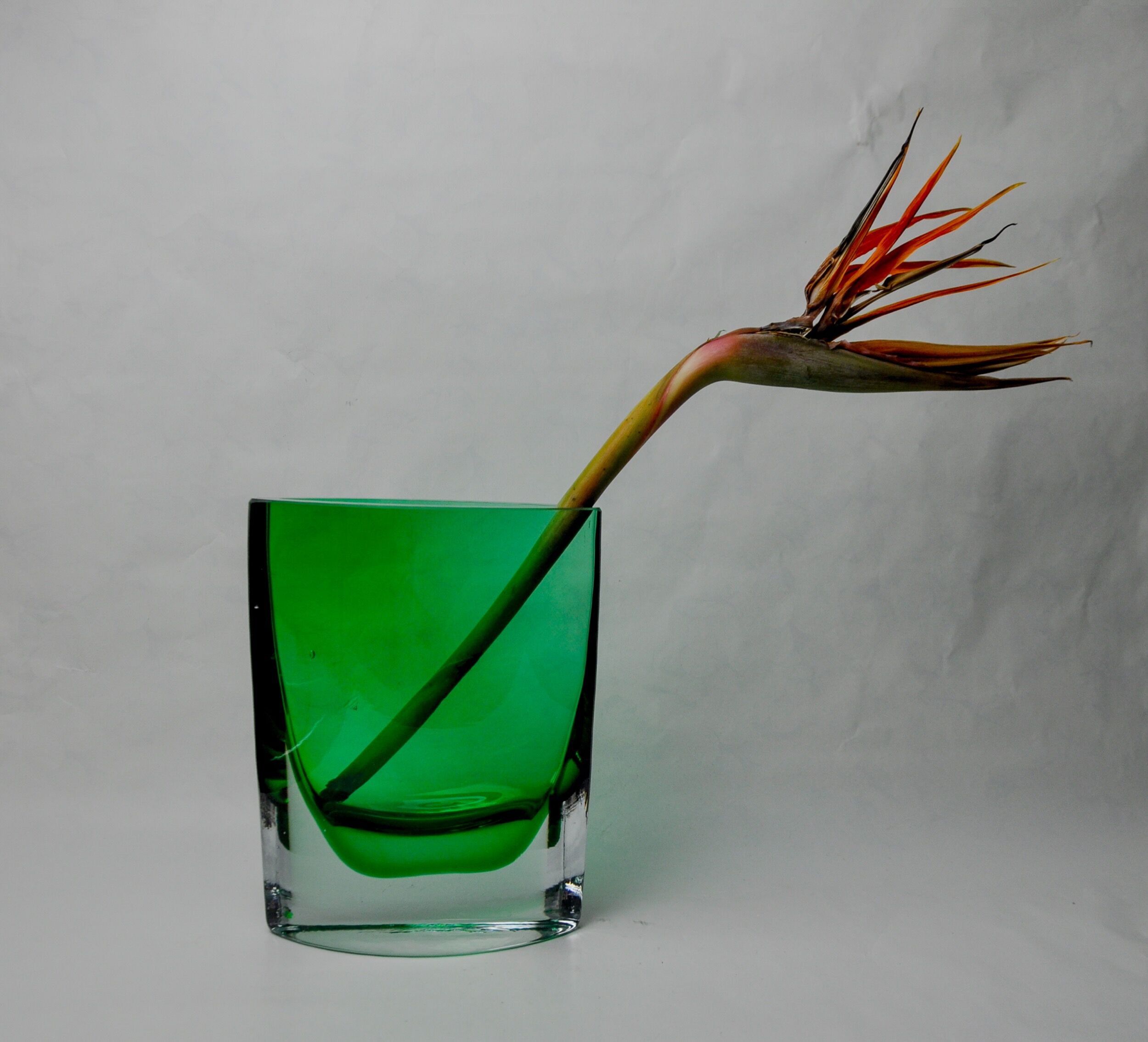 Green sommerso vase by seguros, Murano glass, Italy, 1980
