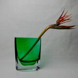 Green sommerso vase by seguros, Murano glass, Italy, 1980
