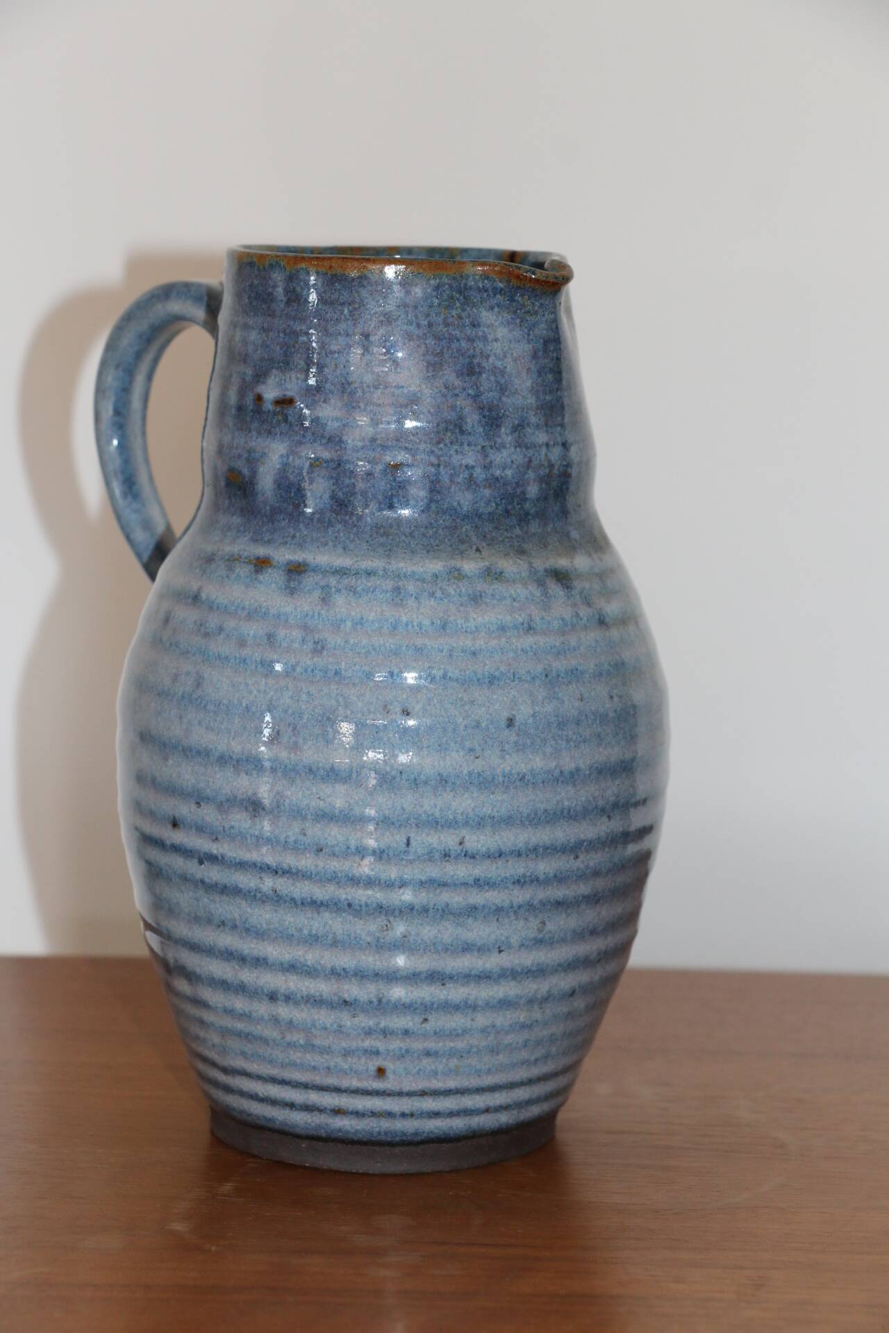 Blue enamelled stoneware pitcher 220mm