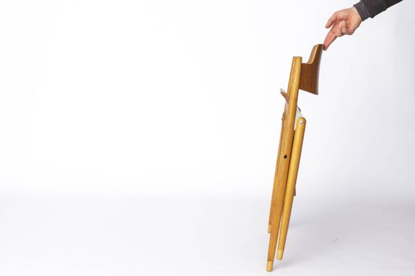 Ensemble de 6 chaises pliantes Egon Eiermann SE18 – Wilde + Spieth, années 1950, teck
