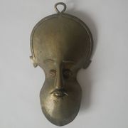 Brass mask wall sculpture African art handmade ethnic tribal decorative object