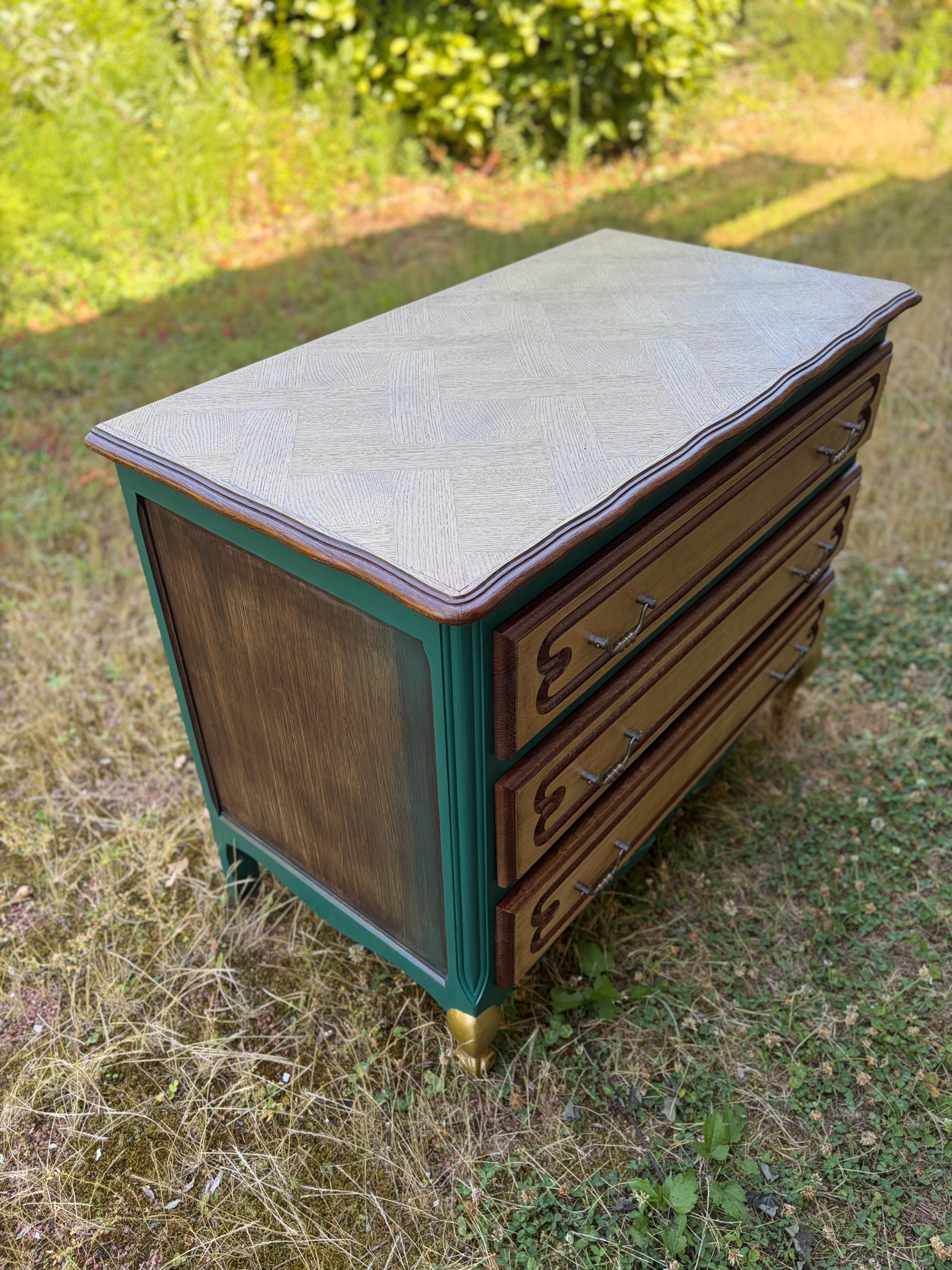 Commode vintage 3 tiroirs entièrement relooké