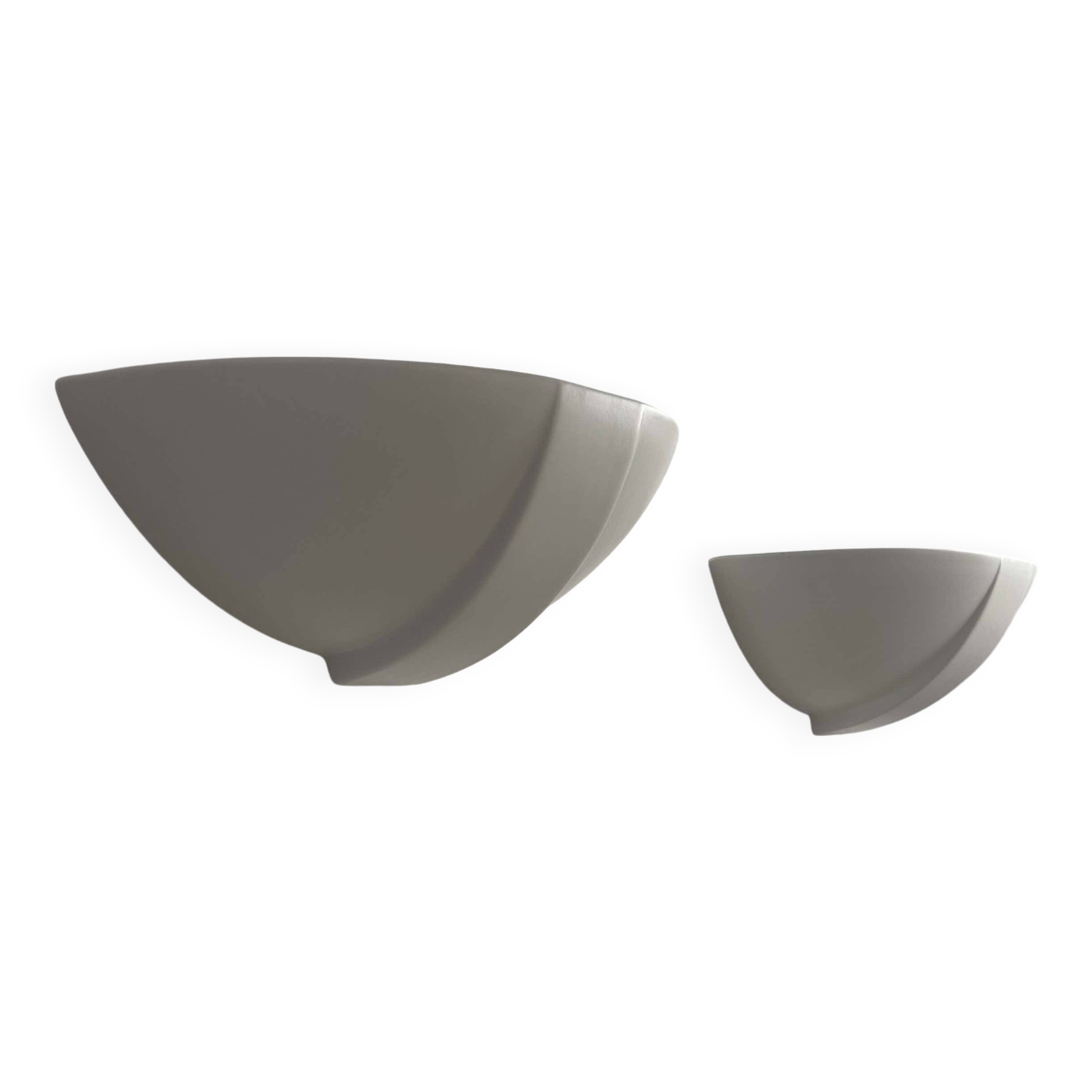 Pair of vintage matte white porcelain wall lights, France 1970.