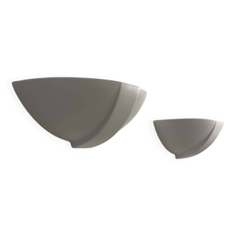 Pair of vintage matte white porcelain wall lights, France 1970.