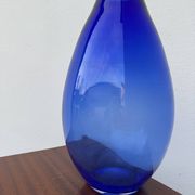 Grand vase verre soufflé bleue cobalt vintage