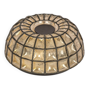 Plafonnier en fer et - verre 1960