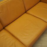 Orange leather sofa, Danish design, 1970s, production: Denmark